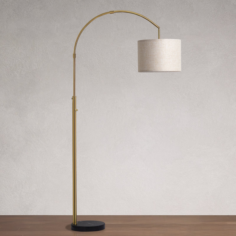 72'' Antique Brass, Marble Base, Dimmable Overarching Floor Lamp