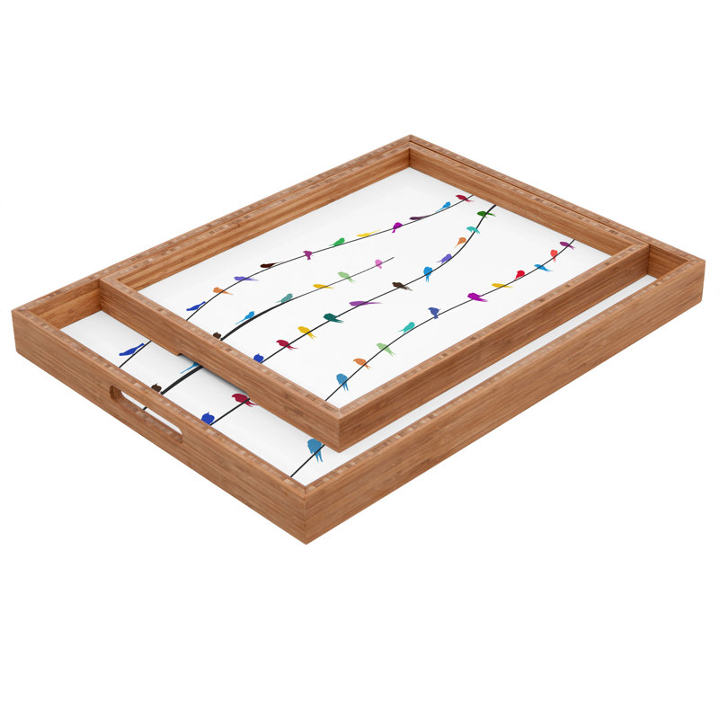 Lucette Wood Tray, 1.75" H x 18" W x 14" D