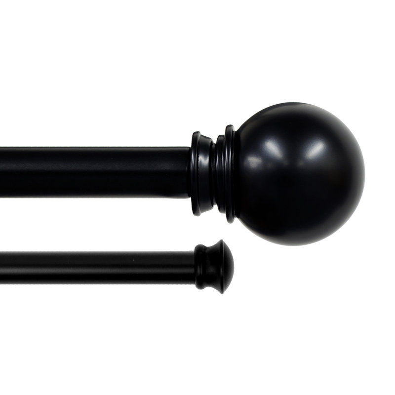 Tringle à rideaux double réglable 42 "à 120" Havsa, Noir