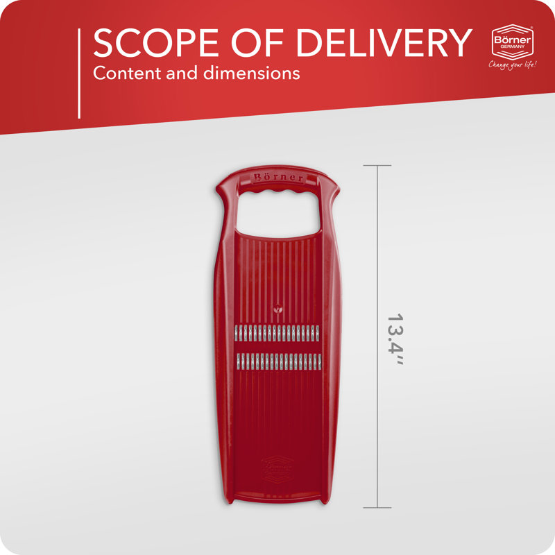Trancheuse Borner Roko Powerline Julienne avec support de sécurité alimentaire, rouge, Rouge