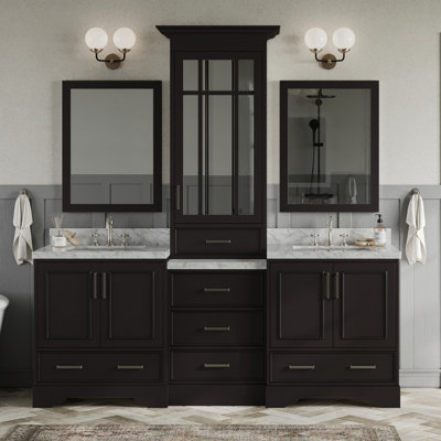 Ensemble de meuble-lavabo double 85 po avec miroir Abshire