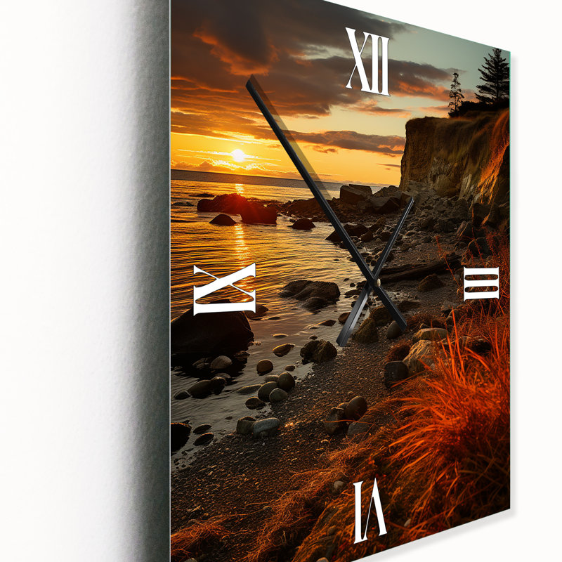 Vibrant Costal Clift - Coastal Modern Wall Clock, 40" H x 30" W x 1" D