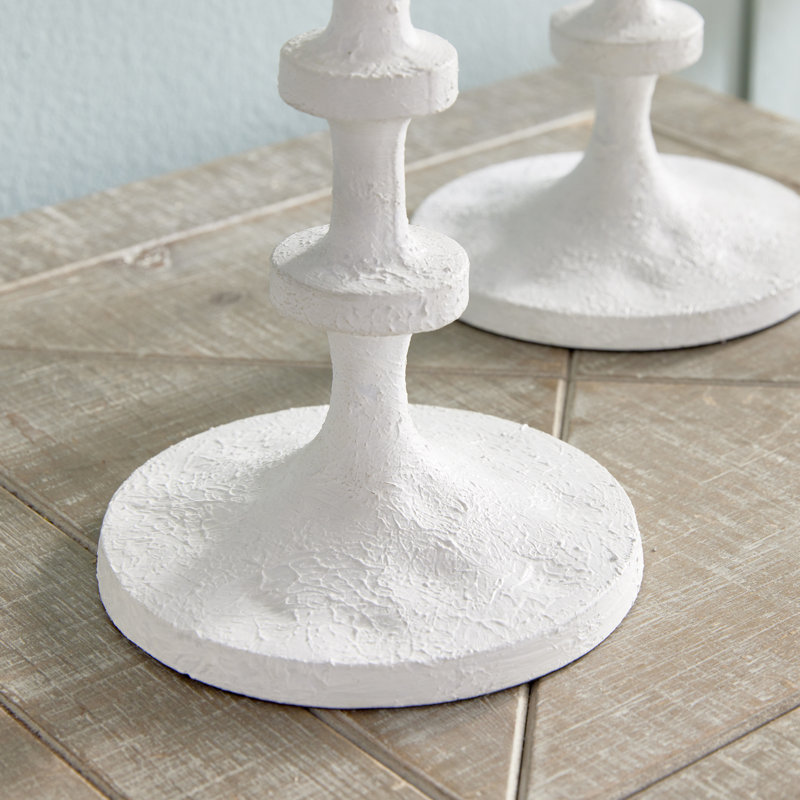 Ensemble de chandelles de table en aluminium 2 pièces, Blanc