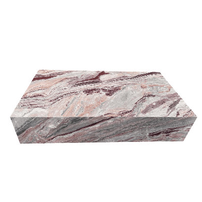 Genuine Marble Block Coffee Table - Arabescato Orobico Rosso Marble, 54" Extra Large