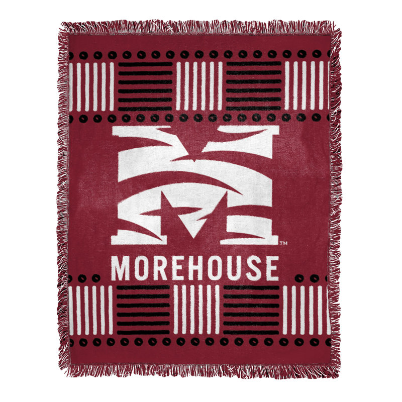 Maroon and Black Woven Jacquard Throw Blanket