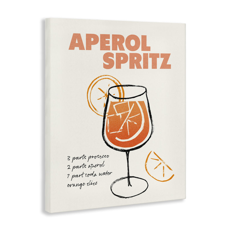 Art mural sur toile «Aperol Spirz Recipe» par Victoria Barnes, H 40 po x l 30 po