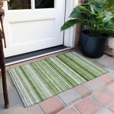 Kinslee Washable Striped Indoor / Outdoor Rug