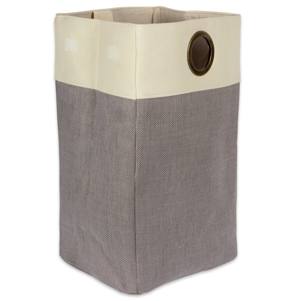 Drawstring Laundry or Storage Bag in Grey Color. Striped Cotton and Washable Paper Material