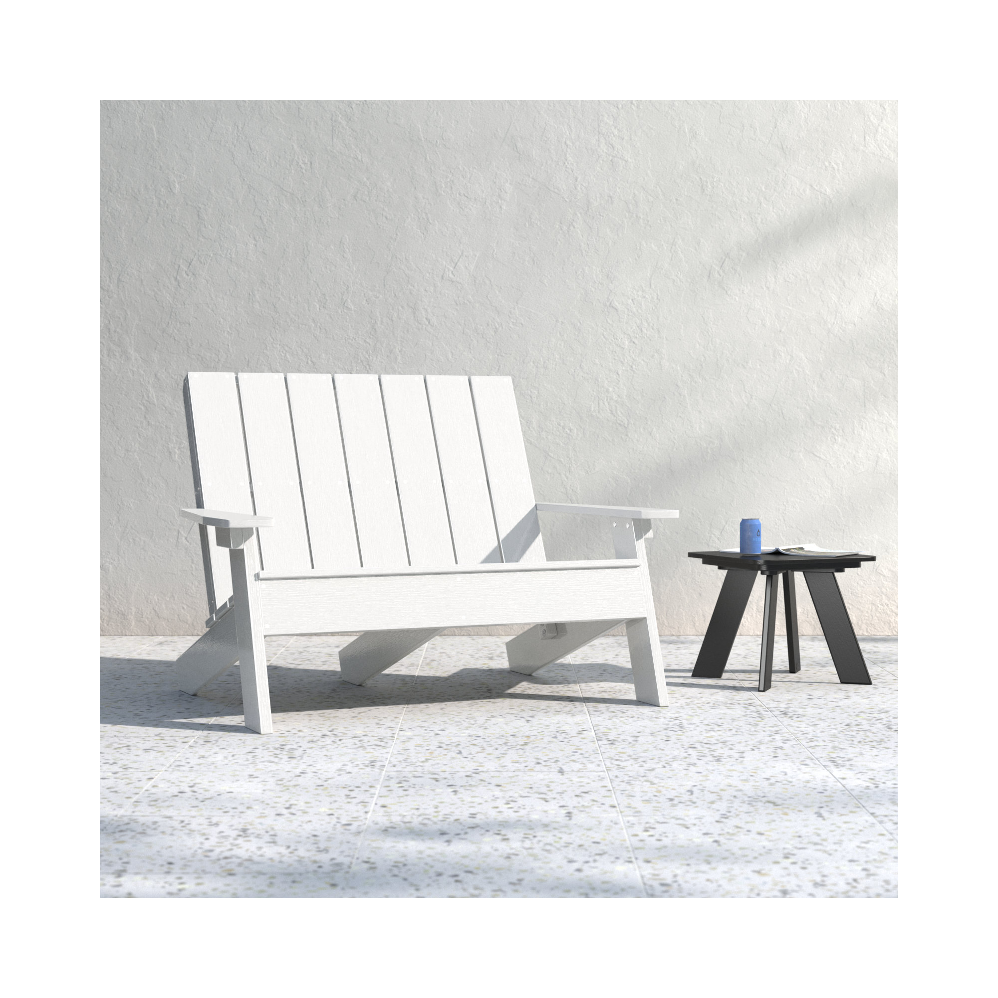 Byrnes Recycled Plastic Double Adirondack Loveseat, White