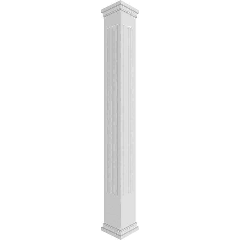 Colonne en PVC cannelée, carrée et couronnée Craftsman Classic, H 108 po x l 5,63 po, Prairie Capital & Base