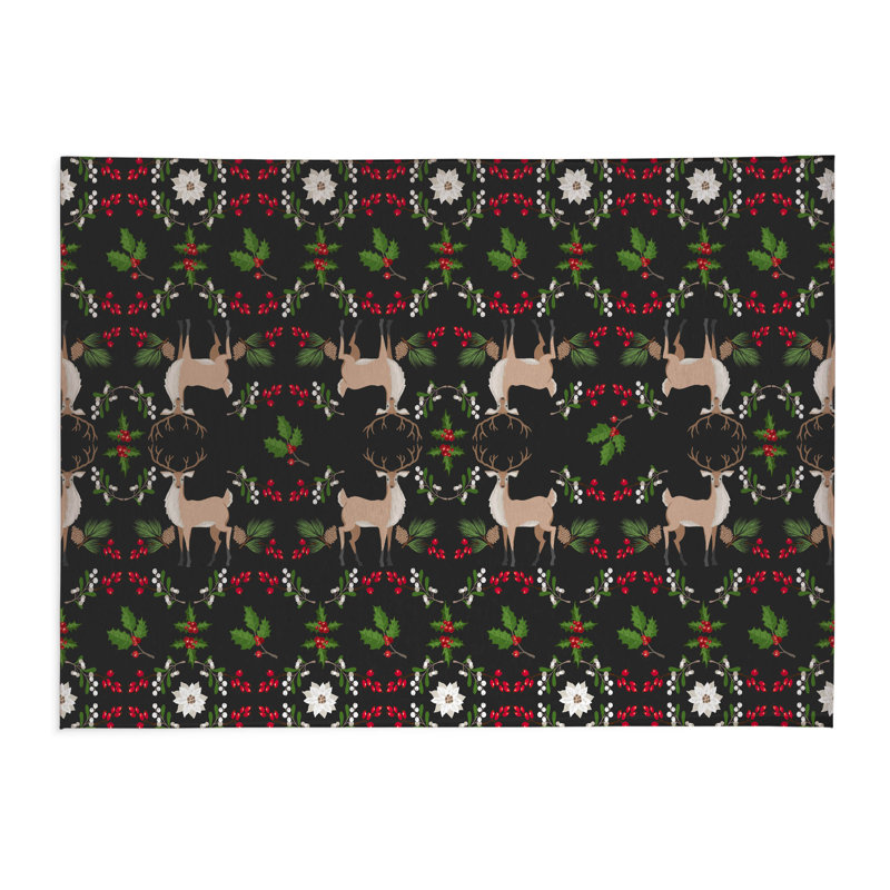 Tapis de cuisine Botanical Deer, Gris anthracite, Rectangle 7 pi x 5 pi