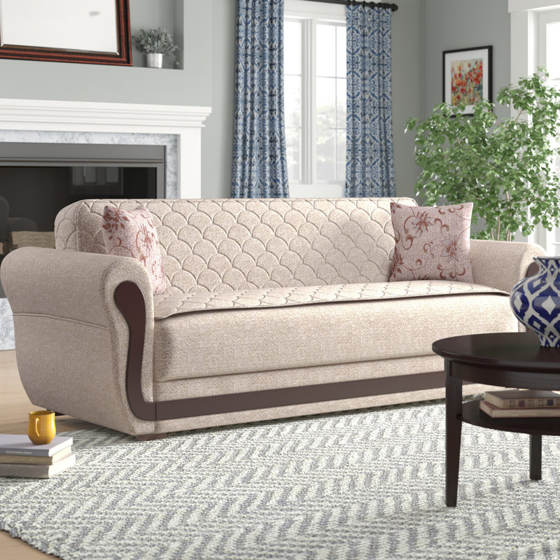 Zaylee Upholstered 91'' Sleeper Sofa, Beige