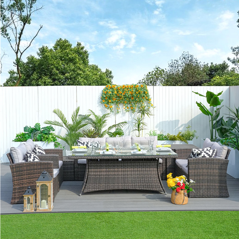 Cambry 7 - Person Patio Conversation Set with Cushions