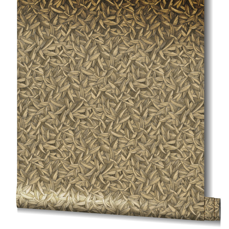 Evelina 10.05m x 70cm Textured Wallpaper Roll, Gold