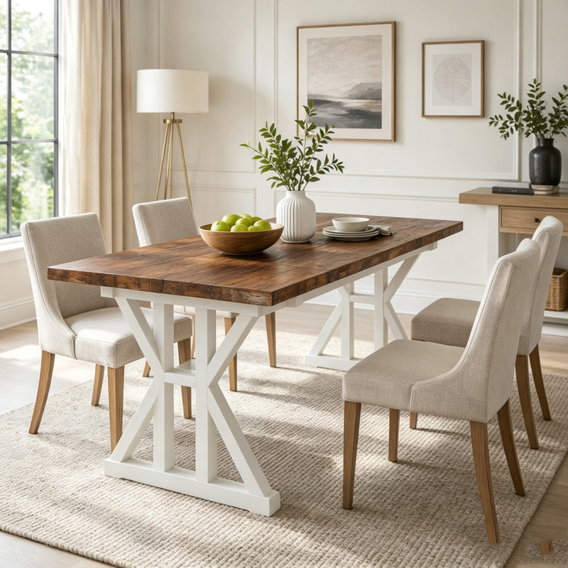 Kitchen Table,Dining Table, Brown / White