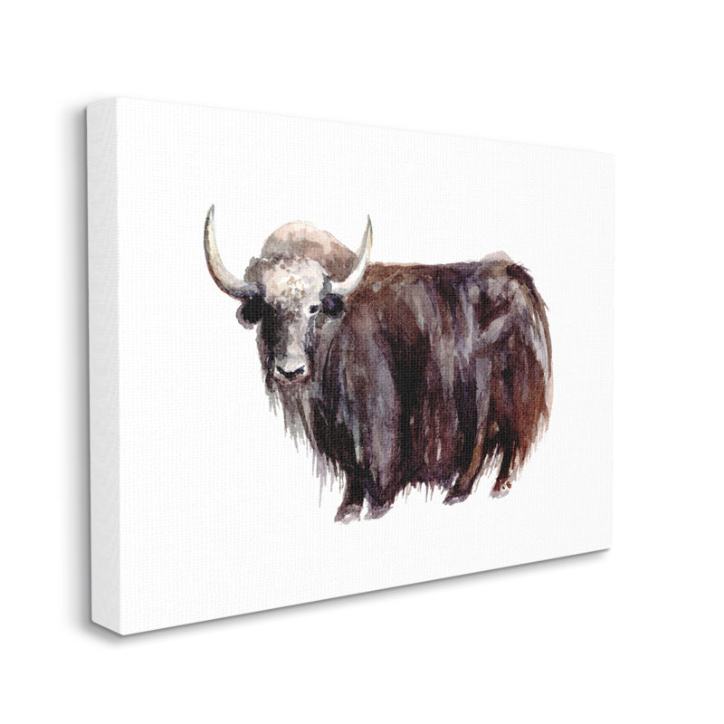 Bétail à poils longs de la ferme Yak par Fox Hollow Studios - Peinture, H 24 po x l 30 po x P 1,5 po, Toile tendue