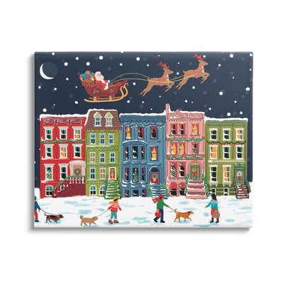 " Snowy Christmas Town Santa Overhead " by Nancy McKenzie