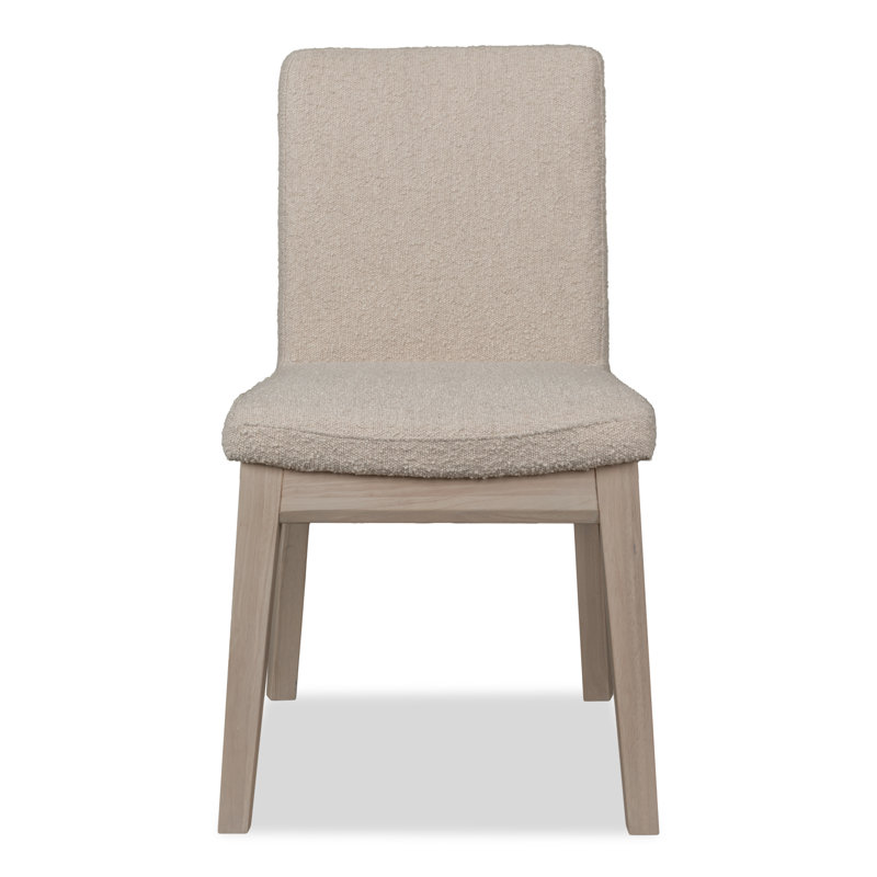 Shadrach Solid Wood Dining Chair In White Sand And Natural Linen, Tanné