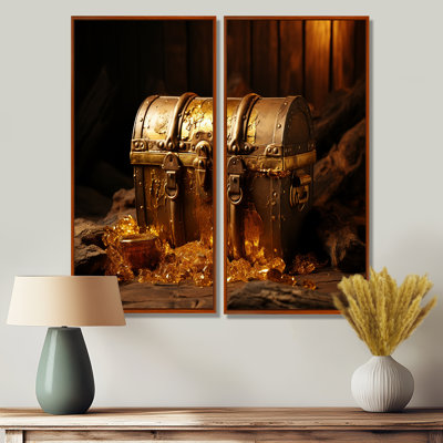 Pirates Gold Treasure 1 - Blue Modern Wall Art 2-Pieces