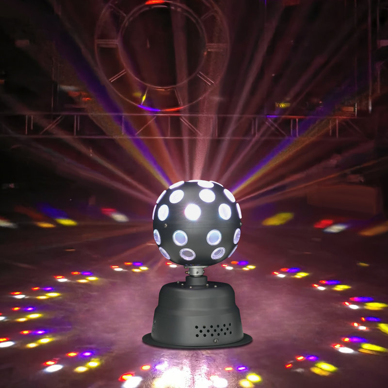 Fête de fête avec lumières disco en forme de boule disco 3 lumières à DEL activées par le son et stroboscope rotatif à lumière RVB 110 V 30 W