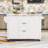 Rolling Fluted Kitchen Island with Drop Leaf, Power Outlet, 3 Drawers and Faux Marble Top-107129031