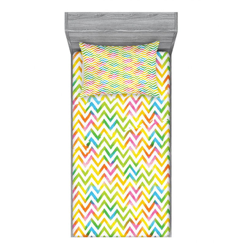 Microfiber Chevron Sheet Set, Twin XL Sheet Set + Fitted Sheet + 1 Pillowcase