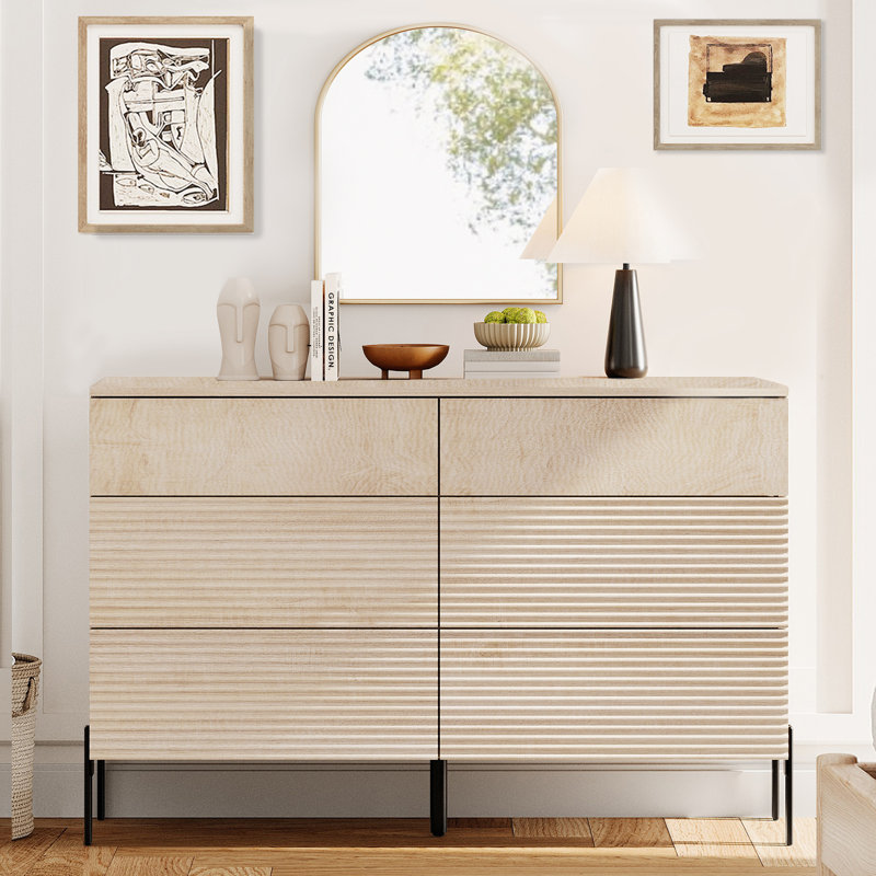 Commode 6 tiroirs Laverda, Beige