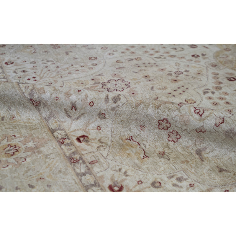Tapis doré et ivoire de haute qualité noué à la main