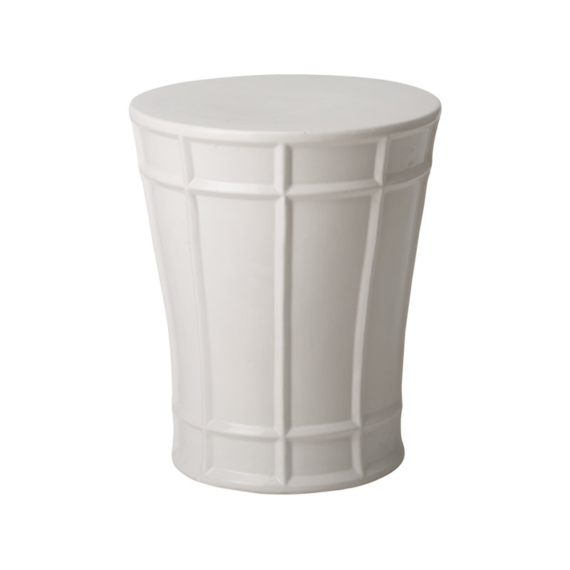 Ceramic Accent Stool, White