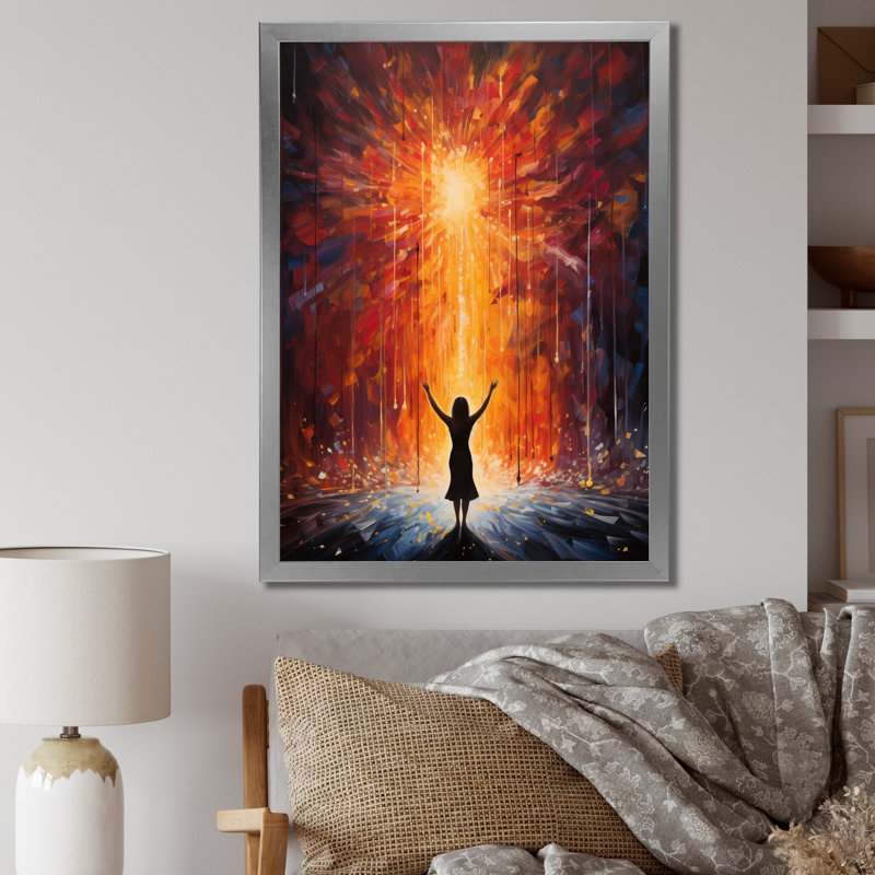 Orange, yoga noir en mouvement, H 20 po x l 12 po x P 1 po, Argent