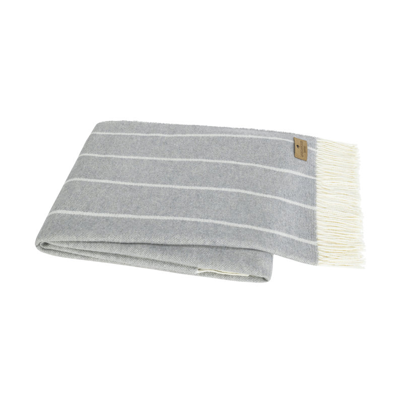 Crystal Blue Fiji Stripe Throw, Light Gray Striped