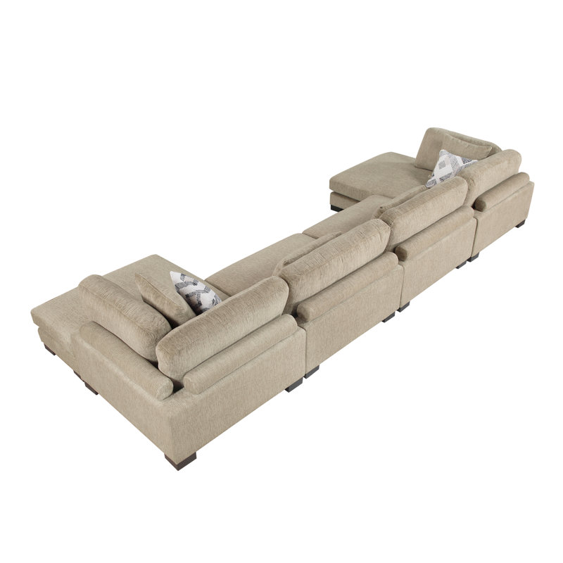 Canapé modulaire en U 4 pièces Hanna, Microfibre/microsuède brun