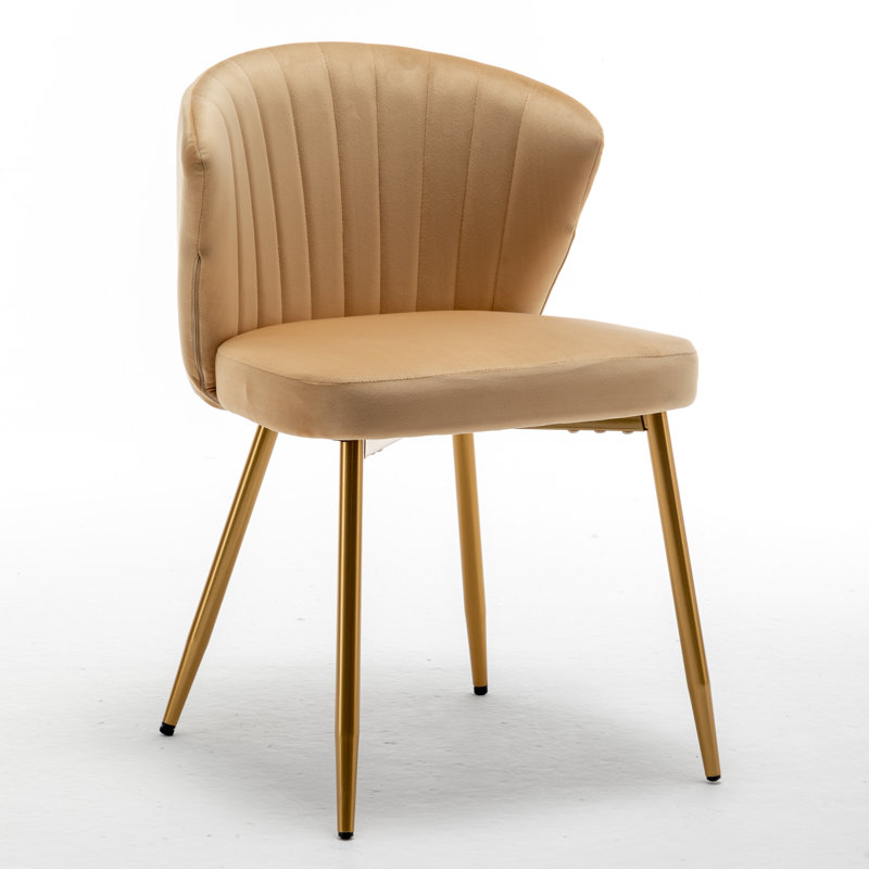 Raffinee Velvet Slipper Chair, Light Brownish