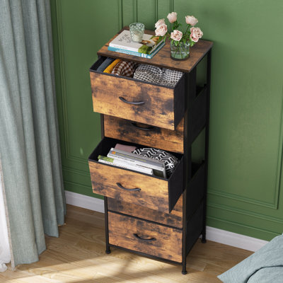 Annyka 5 Drawer Steel Dresser, Rustic Brown