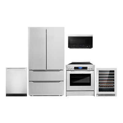 5 Piece Kitchen Package with 30"" Over the Range Microwave 30"" Freestanding Electric Range -  Cosmo, COS-5PKG-073