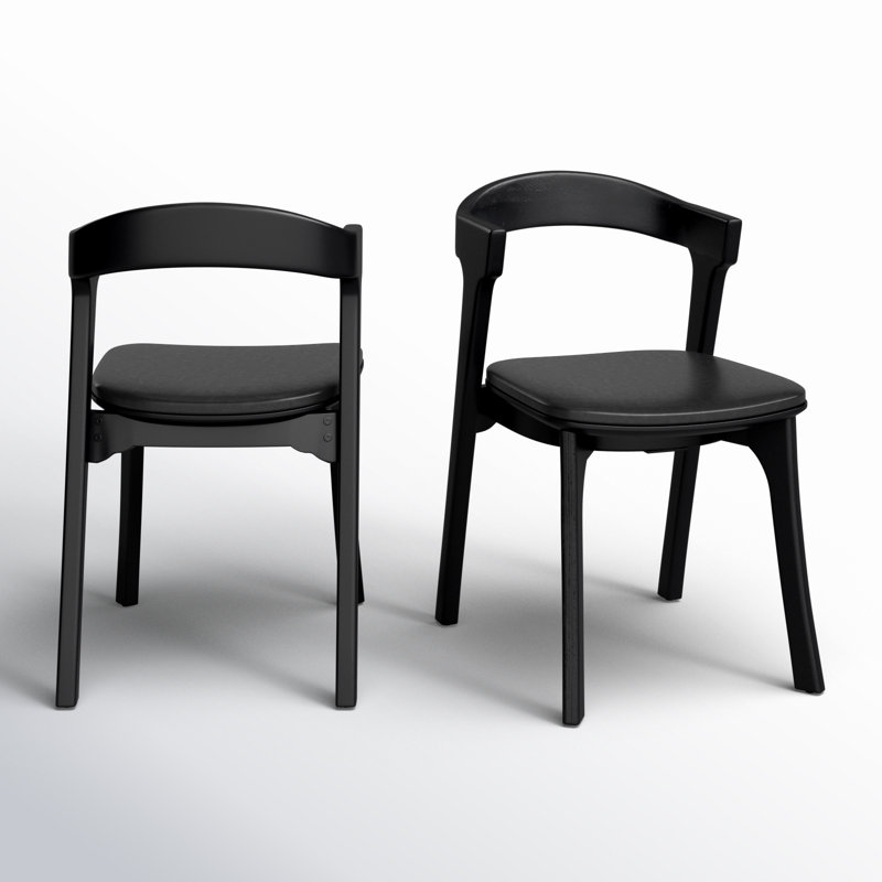 Carper 18.5'' H Leather Upholstered Oak Armchair, Black Genuine Leather