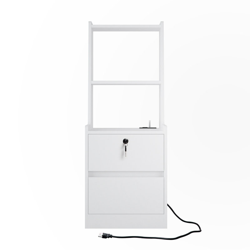Bedside Tables with Storage Cabinet and Charging Station, White