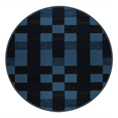 Machine Washable Checkered Gray Area Rug