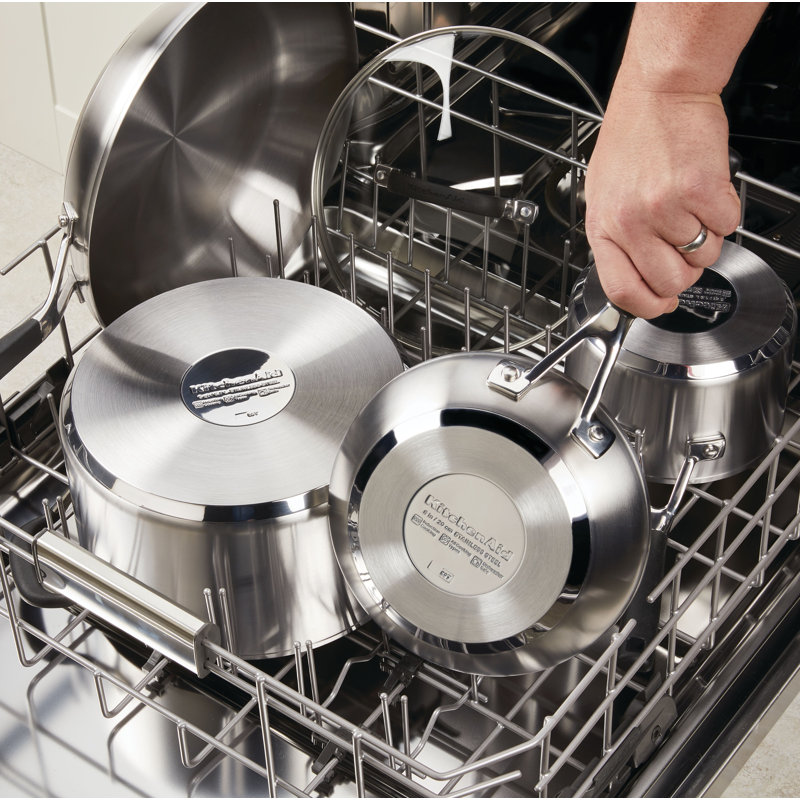 KitchenAid Stainless Steel Cookware Pots and Pans Set, 10 Piece, Brushed Stainless Steel