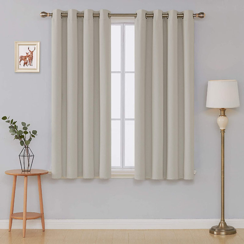 Makua Room Darkening Curtain Pair, 52" W x 45" L, Light Beige