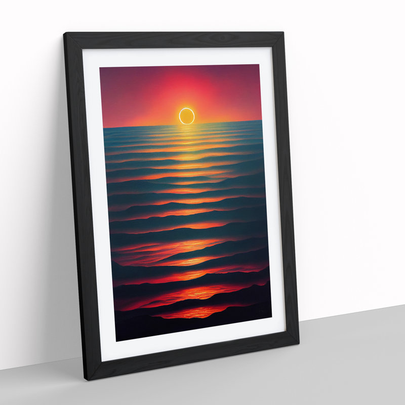 Vivid Ocean Sunset - Wall Art, Black Framed, 66cm H x 48cm W, White