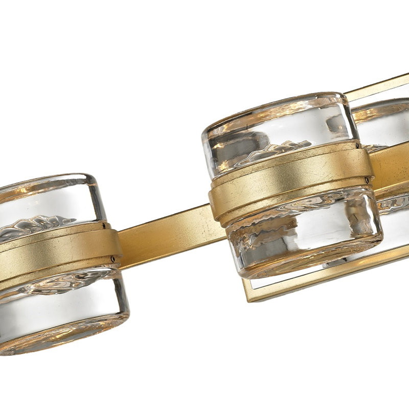 Gold Leaf and Clear Glass 3-Light Dimmable Vanity Fixture