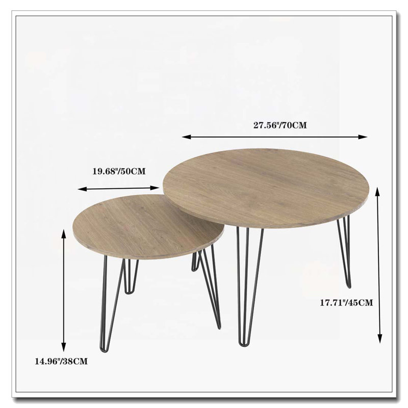 Nesting Coffee Table Set, Wood, Brown
