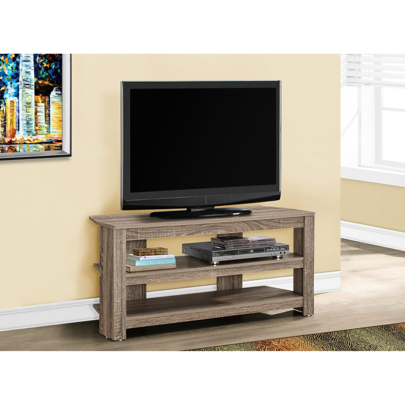 Console de salon Taupe de 42 po, meuble télé avec meuble multimédia, moderne