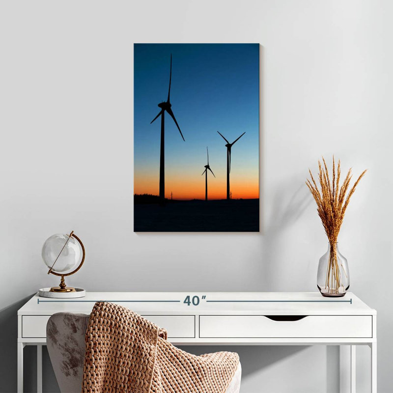 Lilie Wind Turbines At Dusk, 24" H x 16" W