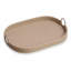 Saddle Leather Oval Tray In Stainless Steel