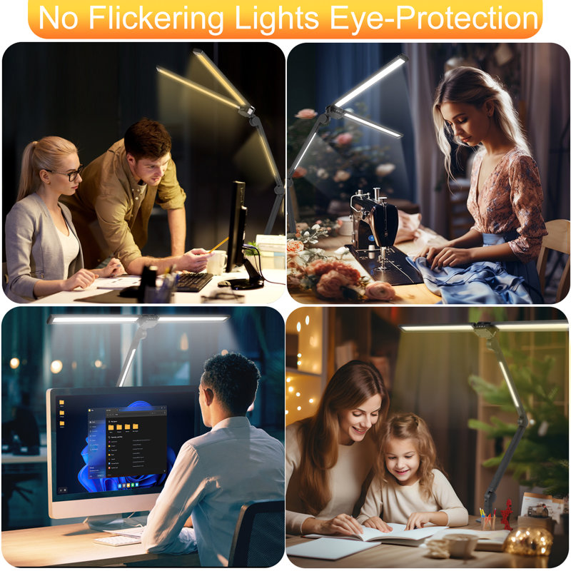 Ahmad Led Desk Lamp With Clamp,architect Desk Lamp For Home Office,24w Ultra Bright With Rgb Atmosphere Lighting,remote Control,5 Color Modes & 5 Dimmable Eye Protection For Monitor Studio Reading,Mother's Day Gift