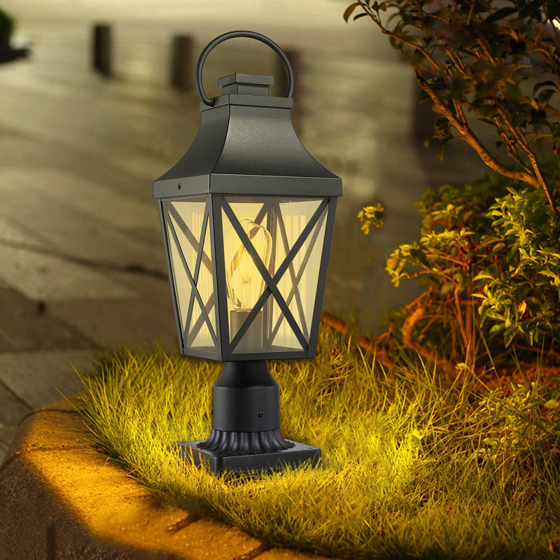 Outdoor Post Light,Lamp Post Light Fixture,Post Lantern With Pier Mount Base,Textured Black,Suitable For Gardens, Yards Or Entrances