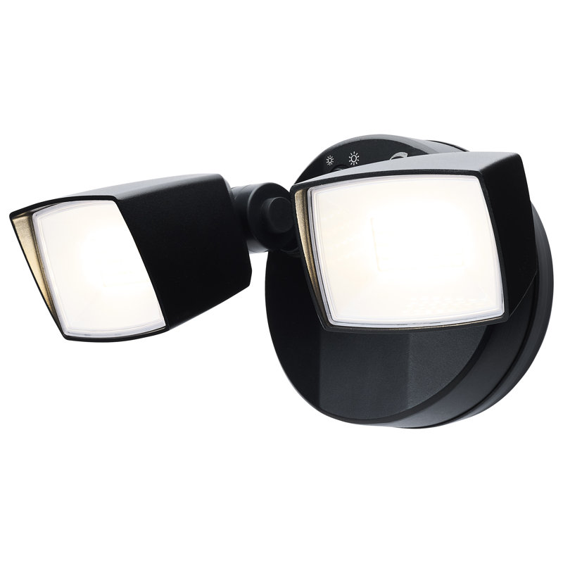 Black Dual Head LED Security Flood Light with Adjustable Brightness