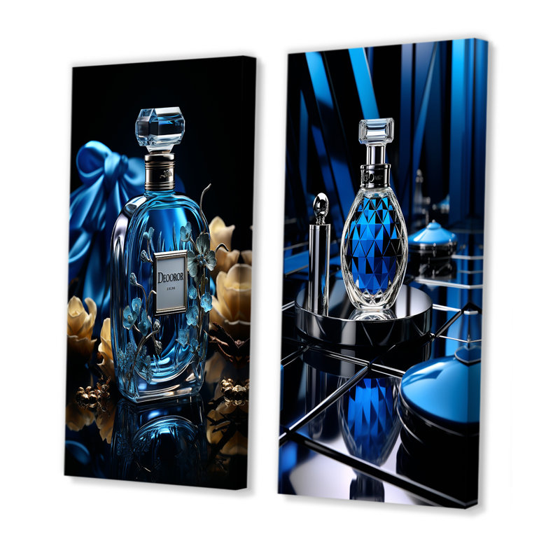«Fashion Blue Perfume Delight» - 2 pièces, Toile tendue, H 40 po x l 40 po